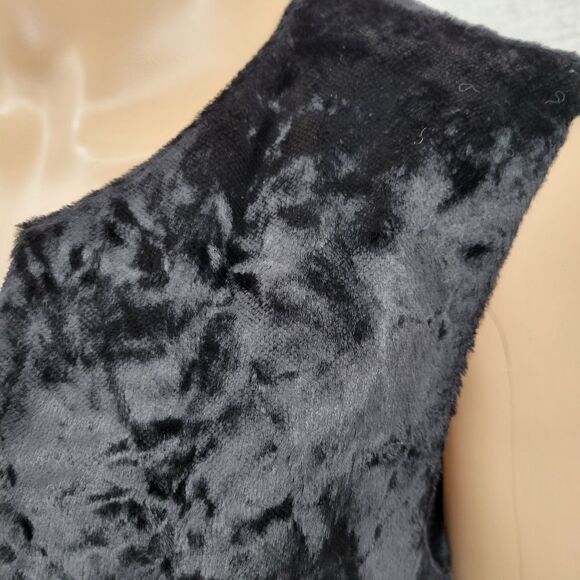 Lafayette 148 Black Velvety Faux Fur Duster Open Style Vest - Picture 3 of 12